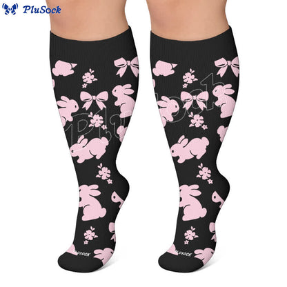 Chaussettes de compression grandes tailles à motif patte de chat blanche - image 6
