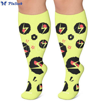 Chaussettes de compression grandes tailles à motif patte de chat blanche - image 7