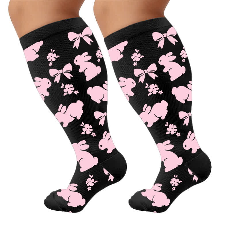 Chaussettes de compression grandes tailles à motif patte de chat blanche - image 9