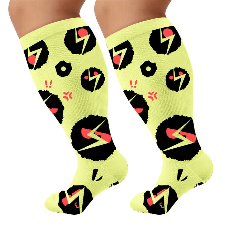 Chaussettes de compression grandes tailles à motif patte de chat blanche - image 10