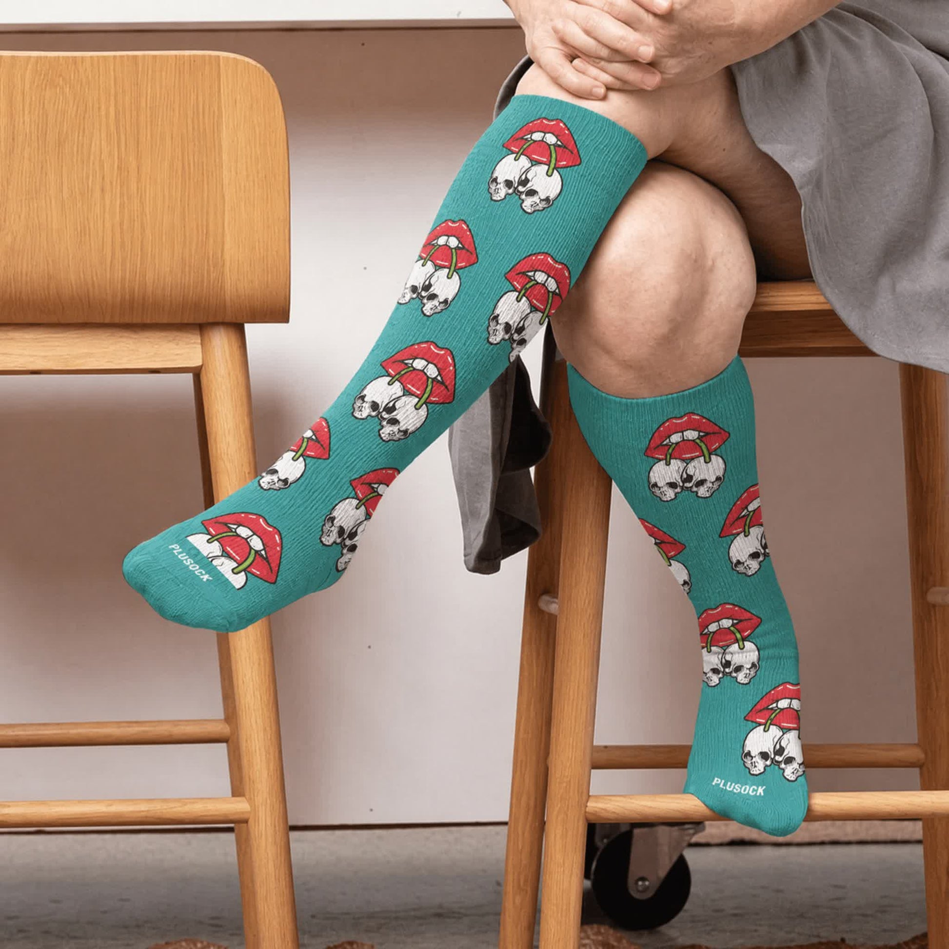 Chaussettes de compression grandes tailles Dripping Lips - Bleu (1 paire) - 4XL - image 3