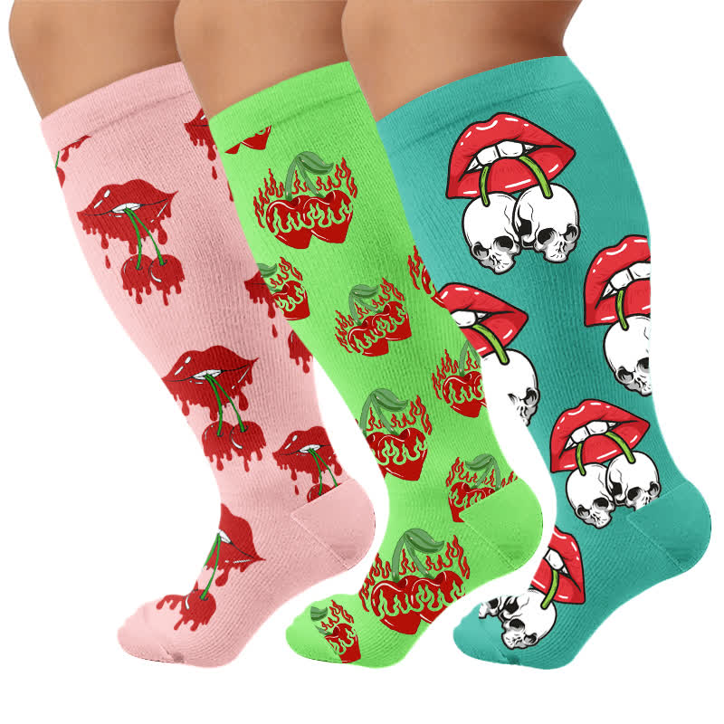 Chaussettes de compression grandes tailles Dripping Lips - Multicolore (3 paires) - 4XL - image 4