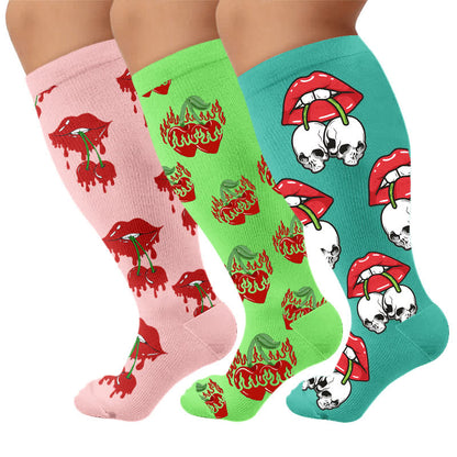 Chaussettes de compression grandes tailles Dripping Lips - Multicolore (3 paires) - 4XL - image 4