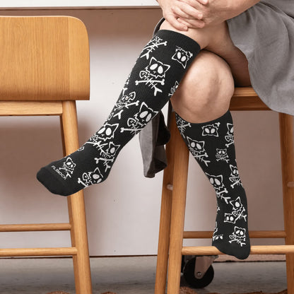 Chaussettes de compression grandes tailles à motif chat gothique - Noir (1 paire) - 4XL - image 2