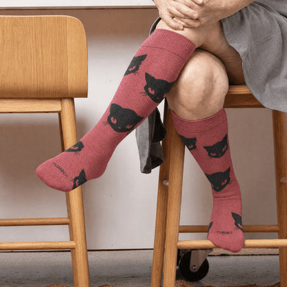 Chaussettes de compression grandes tailles à motif chat gothique - Rouge (1 paire) - 4XL - image 1
