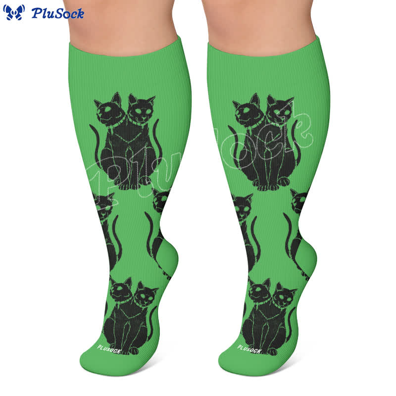 Chaussettes de compression grandes tailles à motif chat gothique - image 7