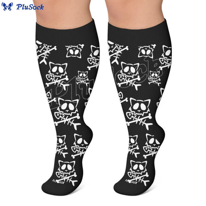 Chaussettes de compression grandes tailles à motif chat gothique - image 6