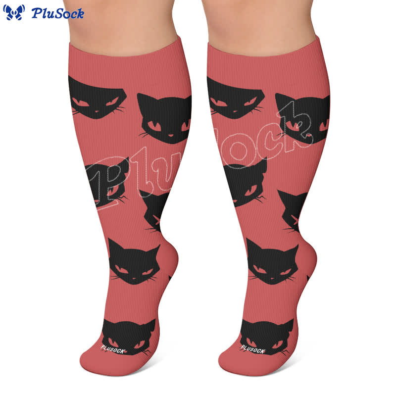 Chaussettes de compression grandes tailles à motif chat gothique - image 5