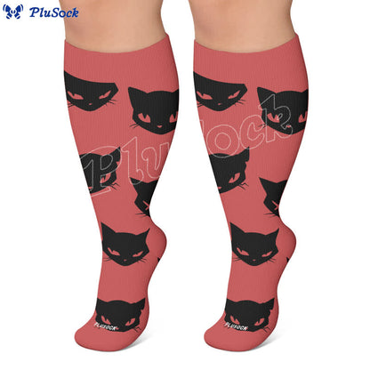 Chaussettes de compression grandes tailles à motif chat gothique - image 5