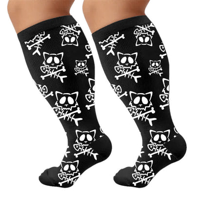 Chaussettes de compression grandes tailles à motif chat gothique - image 9