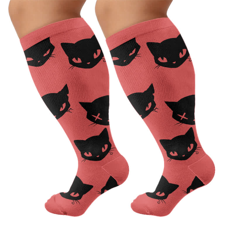 Chaussettes de compression grandes tailles à motif chat gothique - image 8