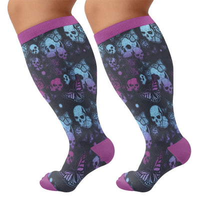Chaussettes de compression bleues à tête de mort grande taille - Violet (1 paire) - 4XL - image 9