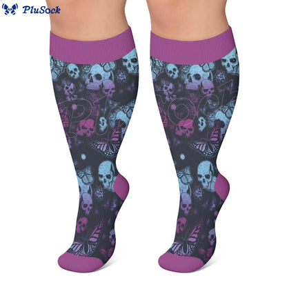 Chaussettes de compression bleues à tête de mort grande taille - image 7