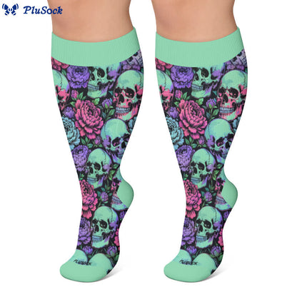 Chaussettes de compression bleues à tête de mort grande taille - image 5