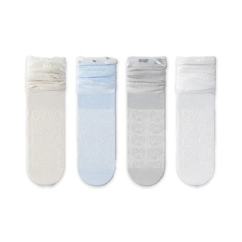 Chaussettes courtes transparentes à motif nœud (4 paires) - Multicolore - EU36-40(US3-7) - image 11