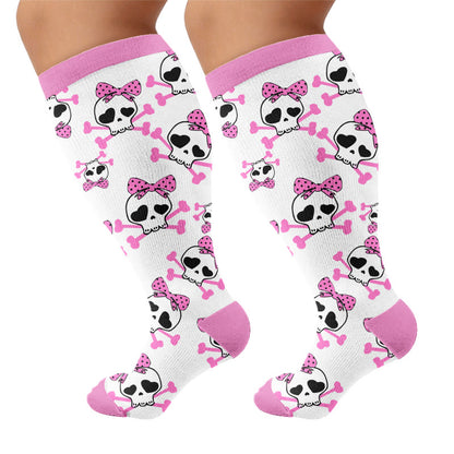Chaussettes de compression grande taille Kawaii à nœud tête de mort et nœud papillon - image 8