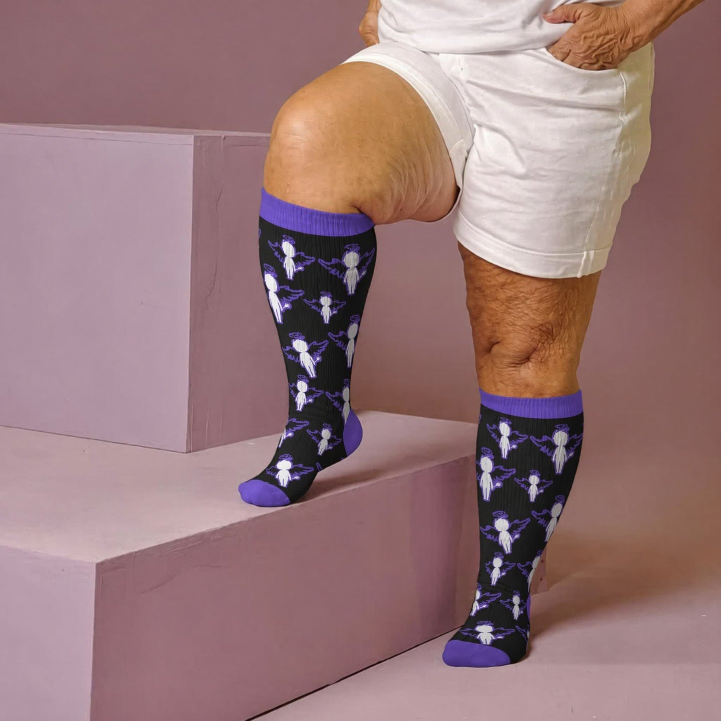 Chaussettes de compression Dark Fairy grandes tailles - Bleu (1 paire) - 4XL - image 2