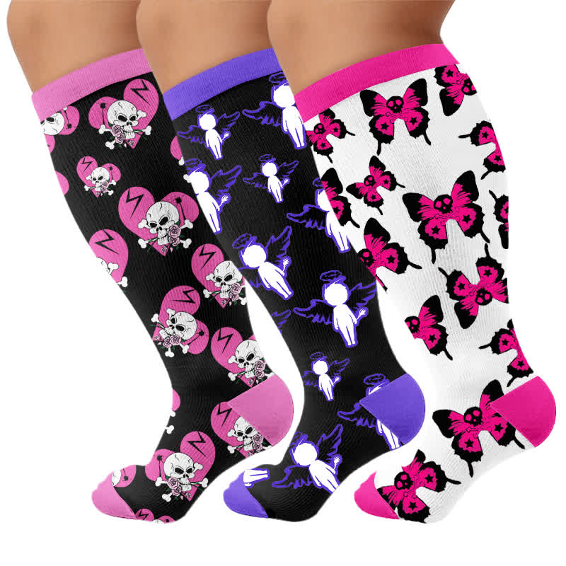 Chaussettes de compression Dark Fairy grandes tailles - Multicolore (3 paires) - 4XL - image 4