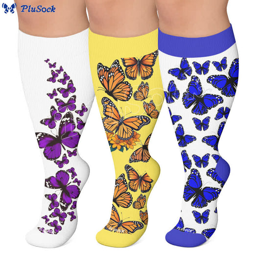 Chaussettes de compression papillon colorées grande taille - image 0