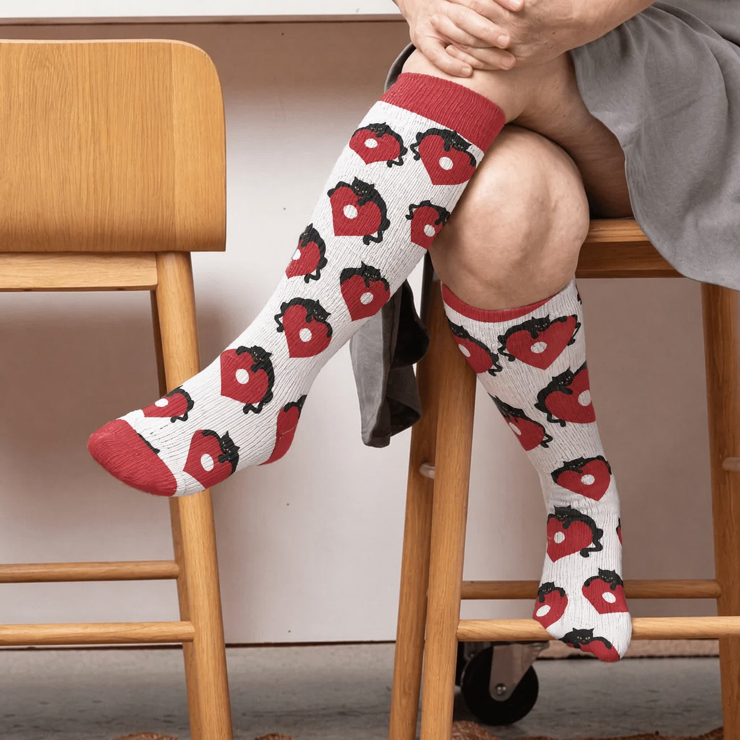 Chaussettes de compression grande taille Cherry Bow Cat - image 3