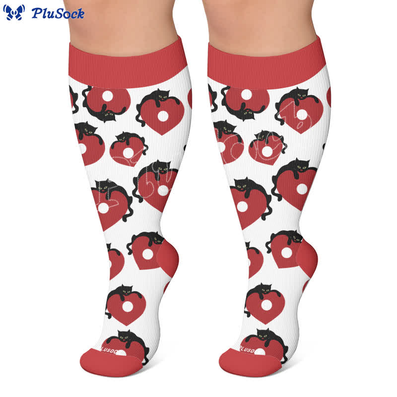 Chaussettes de compression grande taille Cherry Bow Cat - image 6