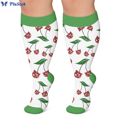 Chaussettes de compression grande taille Cherry Bow Cat - image 5