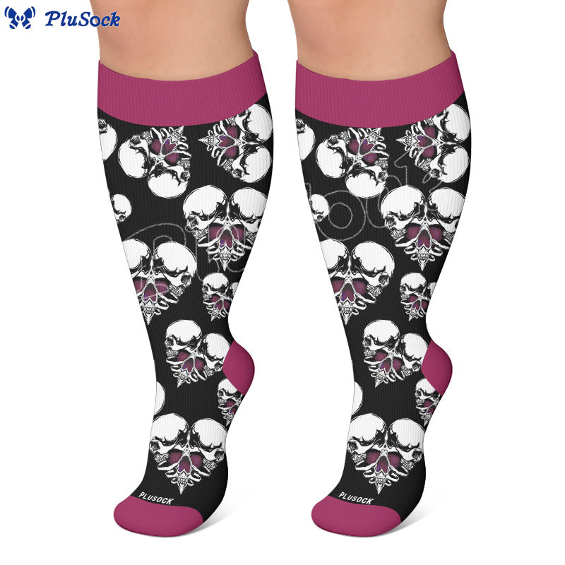 Chaussettes de compression punk crâne cœur grandes tailles - image 7