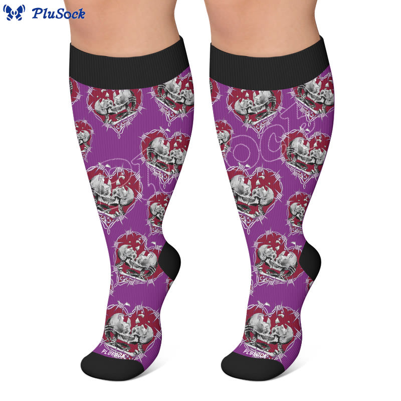 Chaussettes de compression punk crâne cœur grandes tailles - image 6