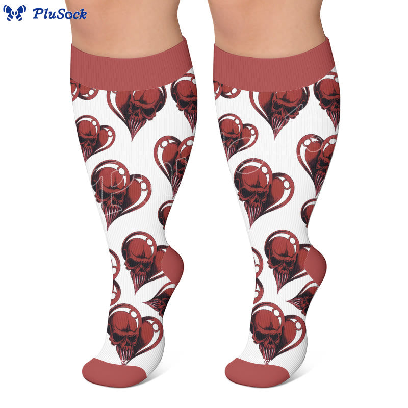 Chaussettes de compression punk crâne cœur grandes tailles - image 5