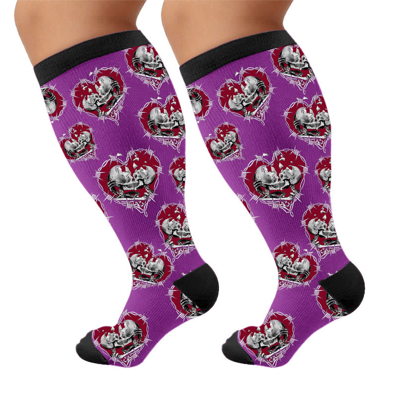 Chaussettes de compression punk crâne cœur grandes tailles - image 9