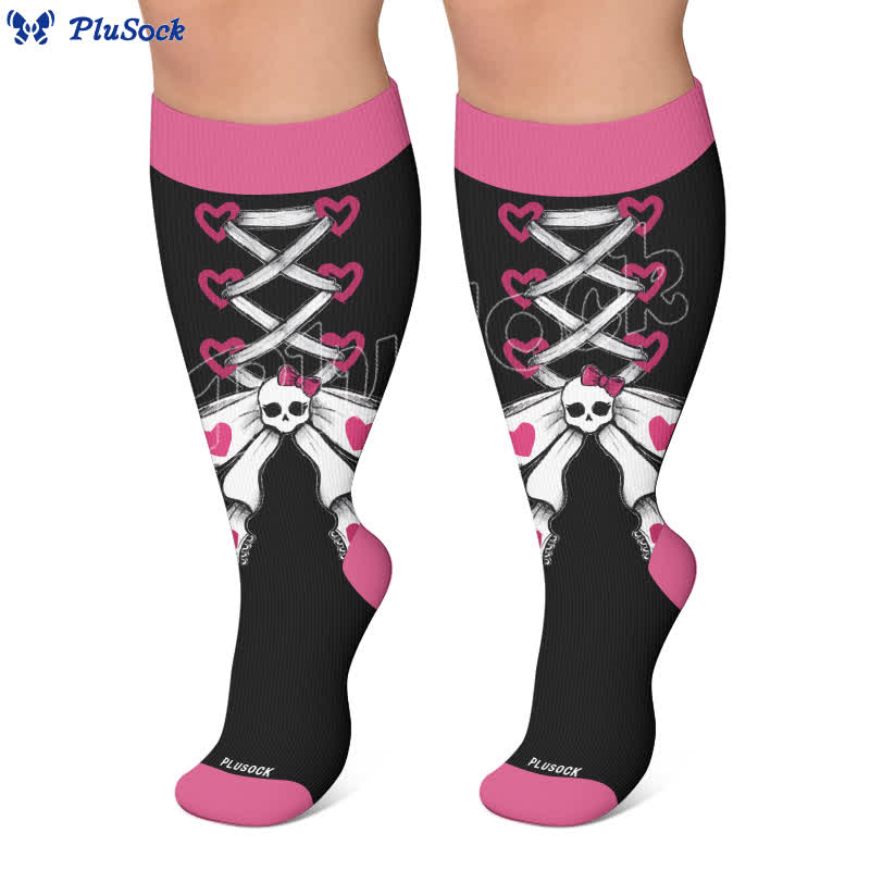 Chaussettes de compression à lacets grande taille avec motif crâne - image 6