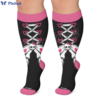 Chaussettes de compression à lacets grande taille avec motif crâne - image 6