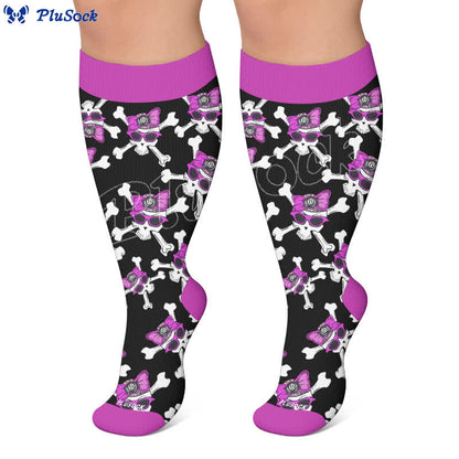 Chaussettes de compression à lacets grande taille avec motif crâne - image 5