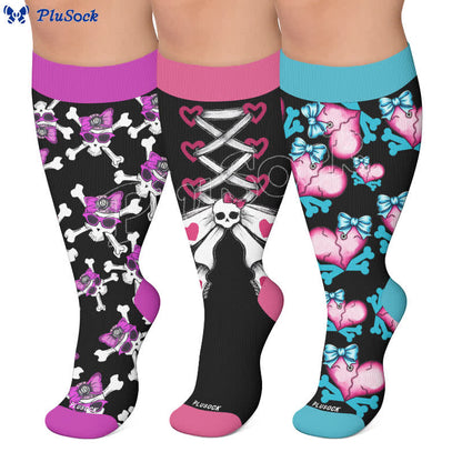 Chaussettes de compression à lacets grande taille avec motif crâne - image 0