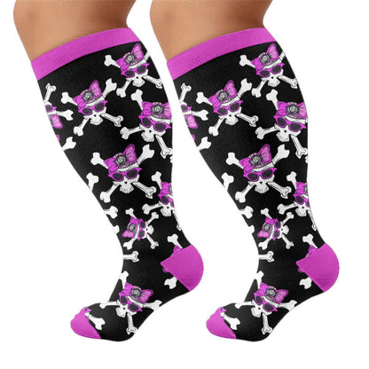 Chaussettes de compression à lacets grande taille avec motif crâne - image 8