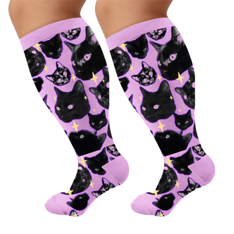 Chaussettes de compression grande taille Kawaii chat noir - image 10