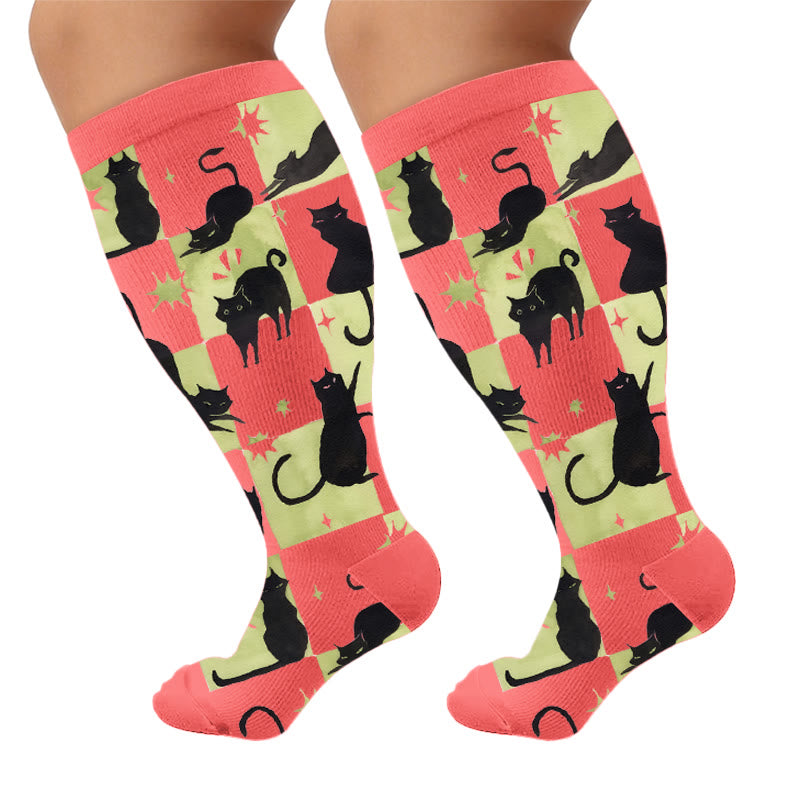 Chaussettes de compression grande taille Kawaii chat noir - image 9