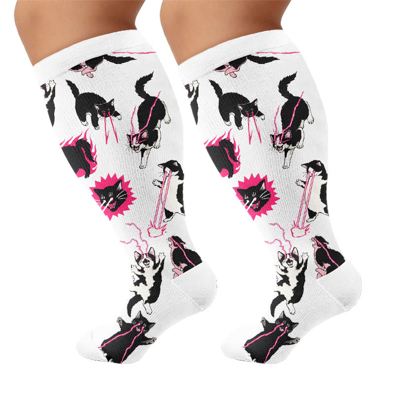 Chaussettes de compression grande taille Kawaii chat noir - image 8