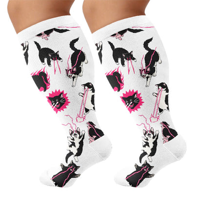 Chaussettes de compression grande taille Kawaii chat noir - image 8