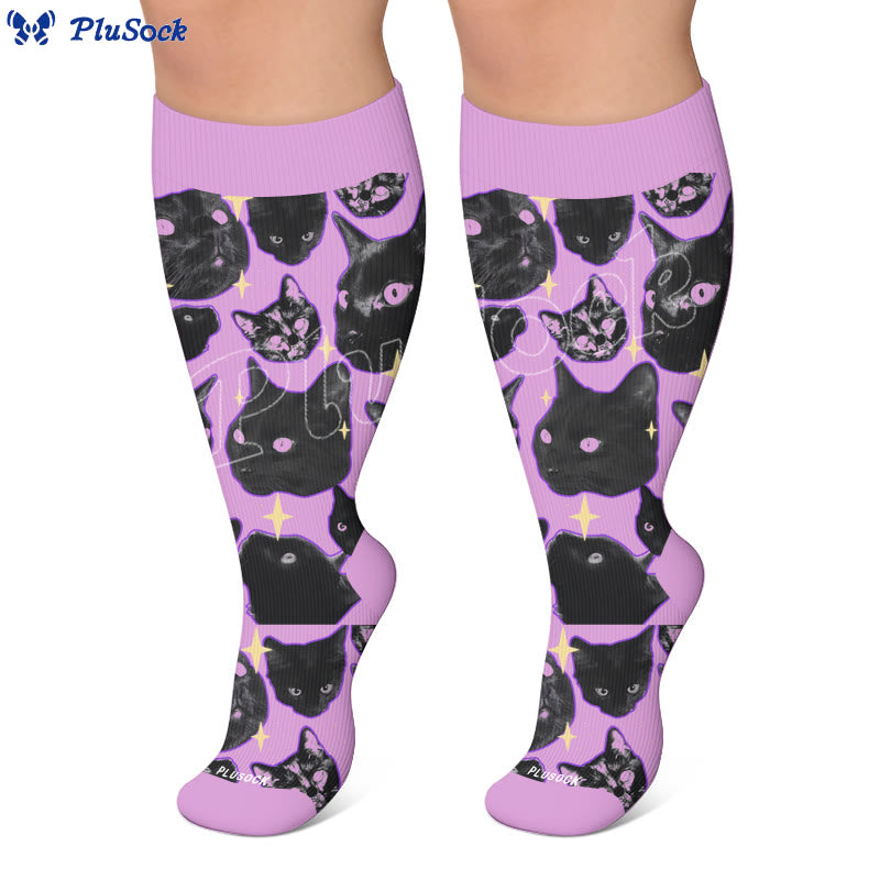 Chaussettes de compression grande taille Kawaii chat noir - image 7