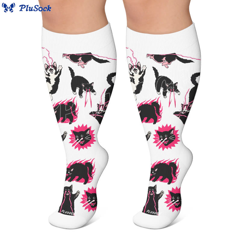 Chaussettes de compression grande taille Kawaii chat noir - image 5