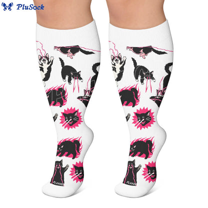 Chaussettes de compression grande taille Kawaii chat noir - image 5