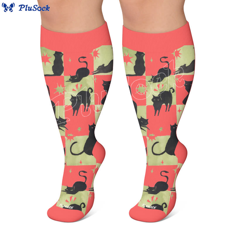 Chaussettes de compression grande taille Kawaii chat noir - image 6