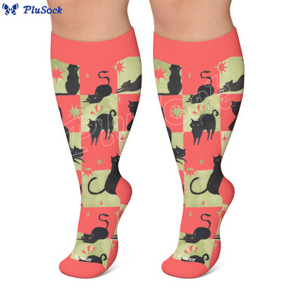 Chaussettes de compression grande taille Kawaii chat noir - image 6