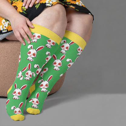 Chaussettes de compression à rayures lapin grande taille - Vert (1 paire) - 4XL - image 2