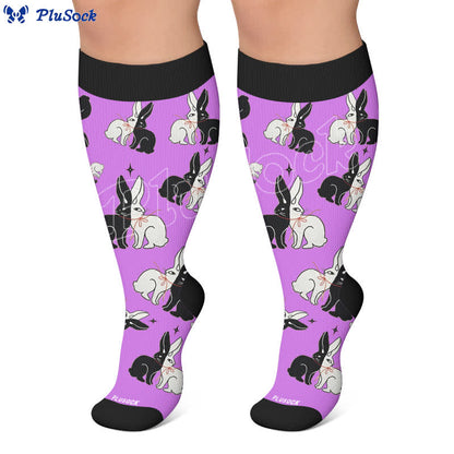 Chaussettes de compression à rayures lapin grande taille - image 7