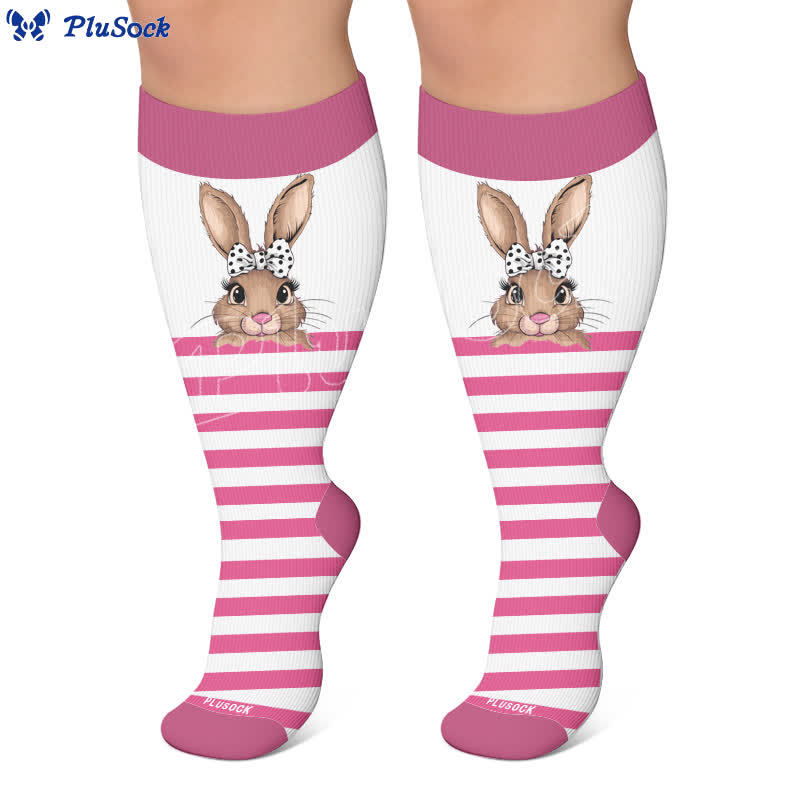 Chaussettes de compression à rayures lapin grande taille - image 5