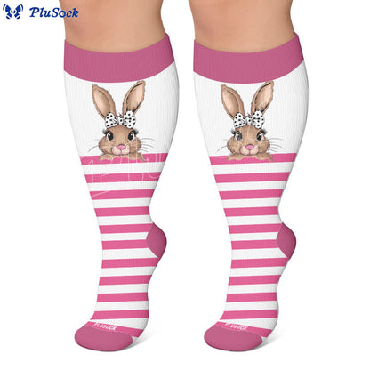Chaussettes de compression à rayures lapin grande taille - image 5