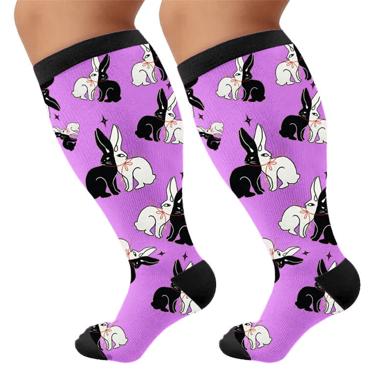 Chaussettes de compression à rayures lapin grande taille - image 10