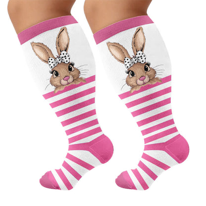 Chaussettes de compression à rayures lapin grande taille - image 8